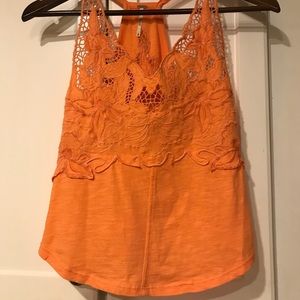 ⚡️ Free People Orange Crocheted Razorback Tank